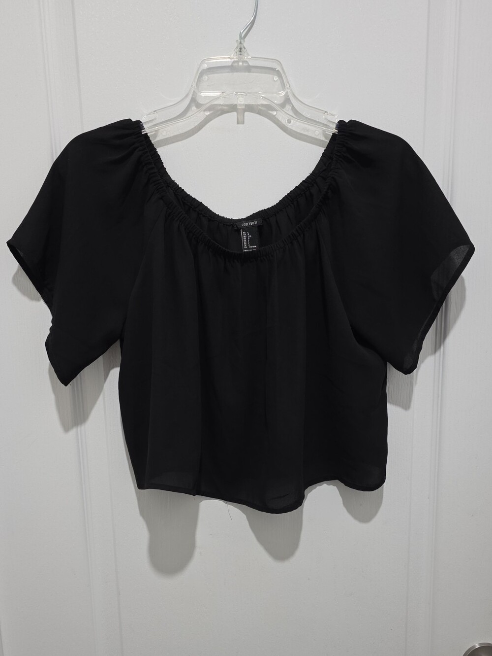 Forever 21 Women's Black Off-the-Shoulder Short Sleeve Blouse #K0171
